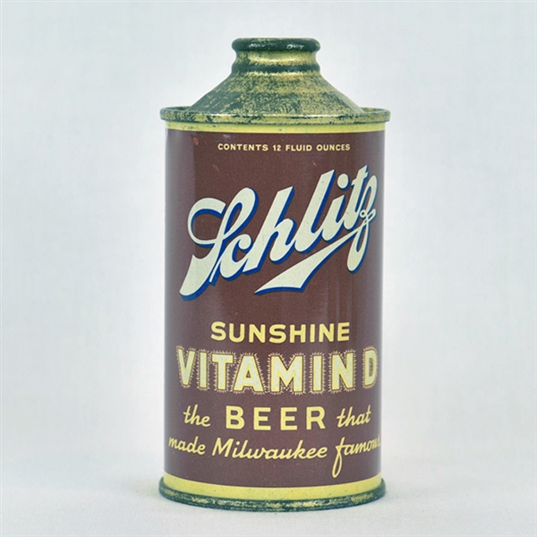 Schlitz Sunshine Vitamin D Beer Cone Top Can