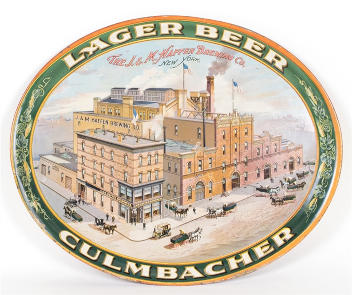 J&M Haffen Brewing Culmbacher Lager Beer Factory Scene Tray