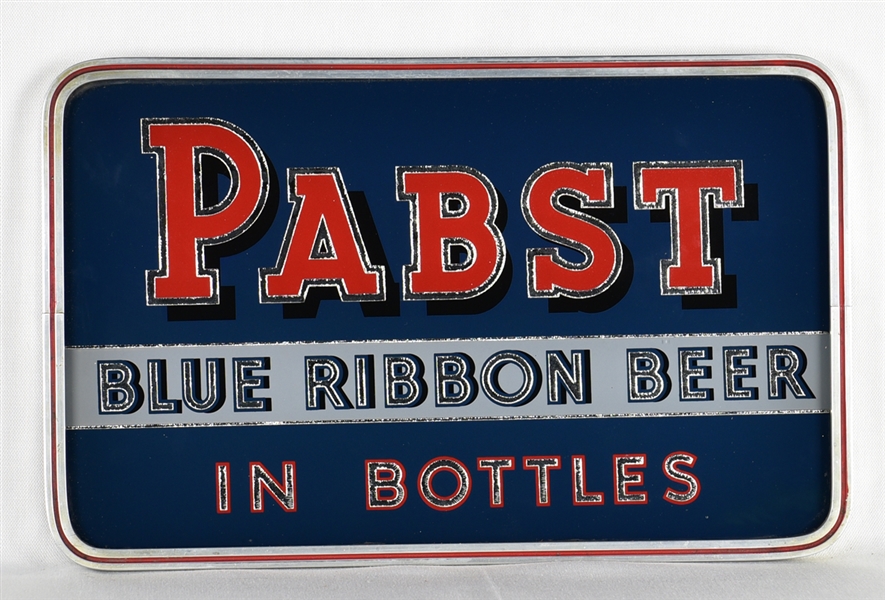 Pabst Blue Ribbon Beer Reverse Painted Glass Sign
