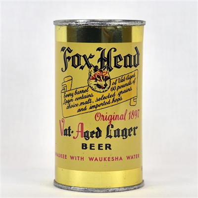 Fox Head Vat Aged Lager Flat Top Beer Can