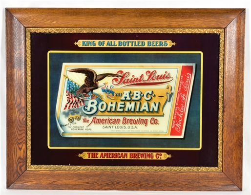 A•B•C Bohemian Pre-Prohibition Reverse Painted Glass Sign