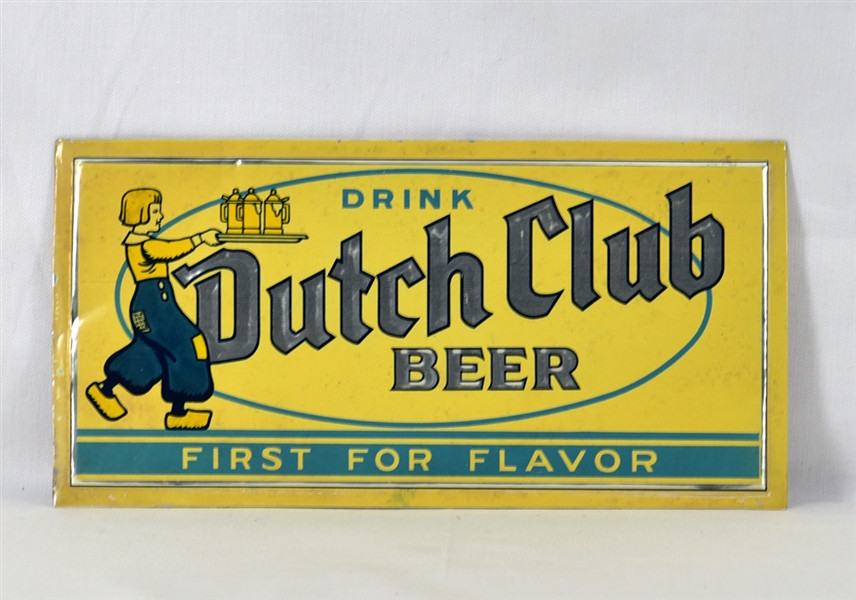 Dutch Club Beer Tin-Over-Cardboard Sign