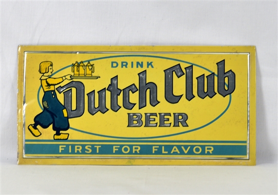 Dutch Club Beer Tin-Over-Cardboard Sign