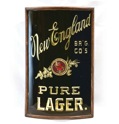 New England Brewing Pure Lager Reverse Painted Glass Corner Sign