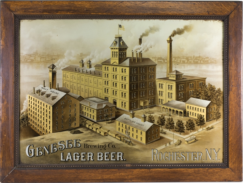 Genesee Brewing Lager Beer Factory Scene Sign
