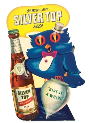 Silver Top Owl-themed Die-cut Cardboard Sign