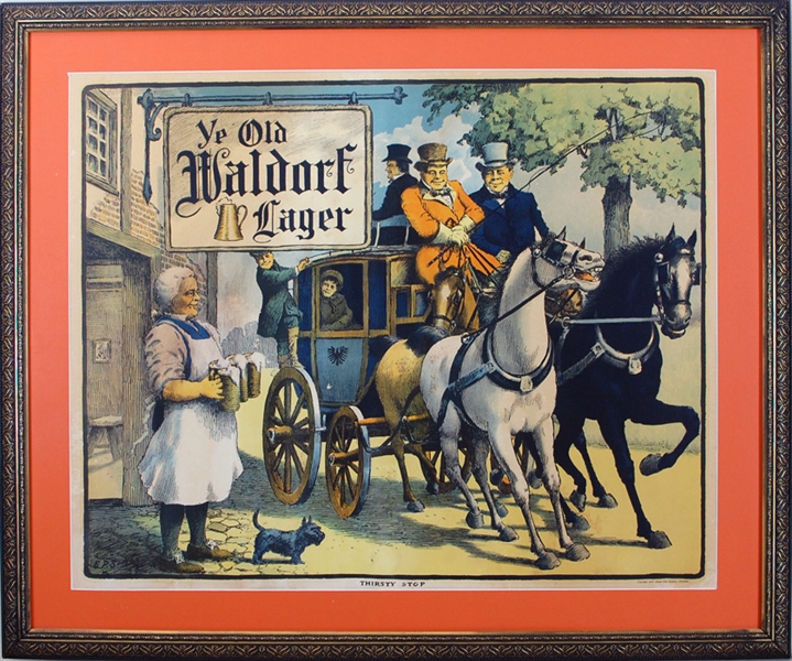 Waldorf Lager "Thirsty Stop" Chromolithograph