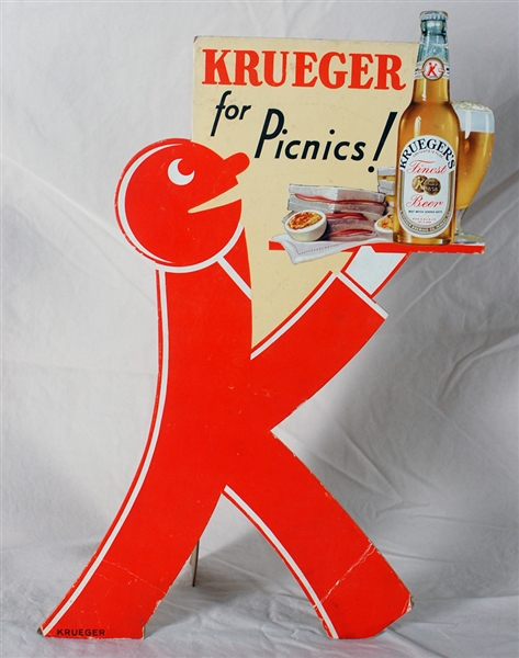 Krueger For Picnics Diecut Baldy K-Man Sign