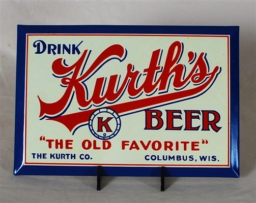 Kurths Beer TOC Tin Over Cardboard Sign