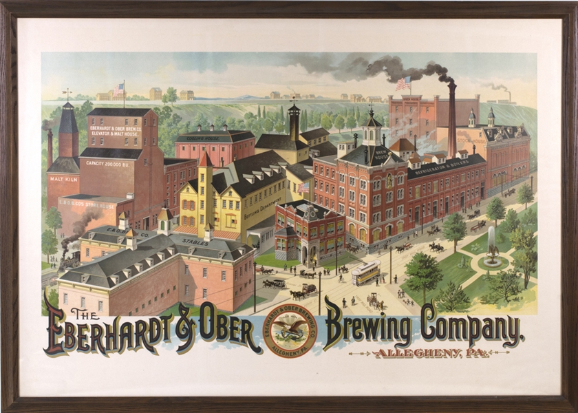 Eberhardt & Ober Brewing Factory Scene Chromolithograph