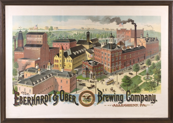 Eberhardt & Ober Brewing Factory Scene Chromolithograph