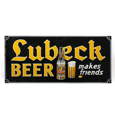 Lubeck Makes Friends Bottle Tin Sign