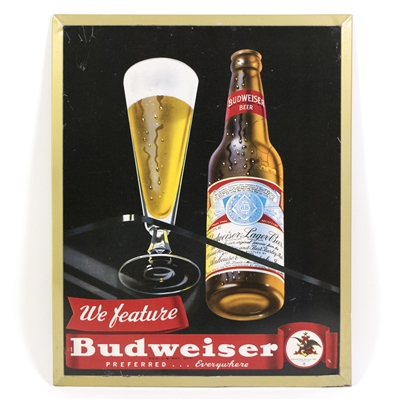 Budweiser Beer Tin-Over-Cardboard Sign
