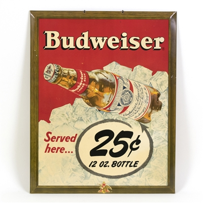 Budweiser Beer 25¢ A Bottle TOC Sign