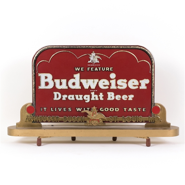 Budweiser Draught Beer Reverse Painted Back Bar Sign