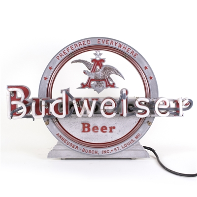 Budweiser Beer 1940s Cast Zinc Figural Neon Sign