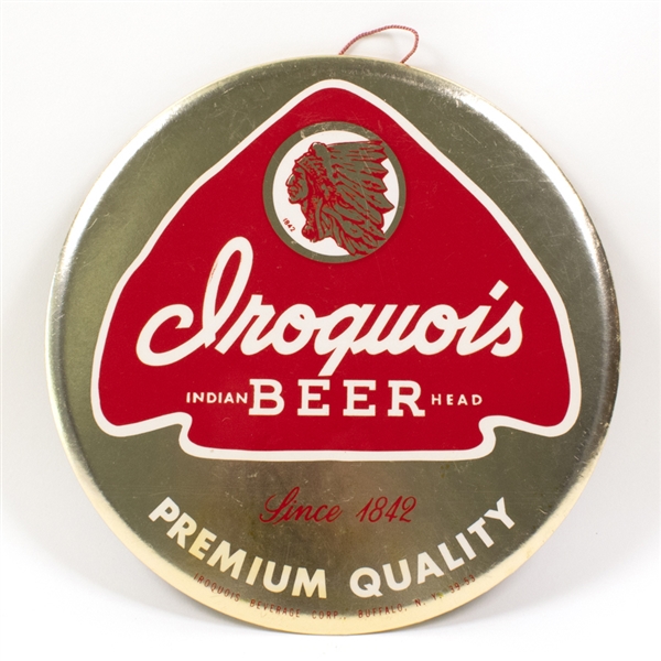 Iroquois Indian Head Beer Celluloid Tin Button Sign