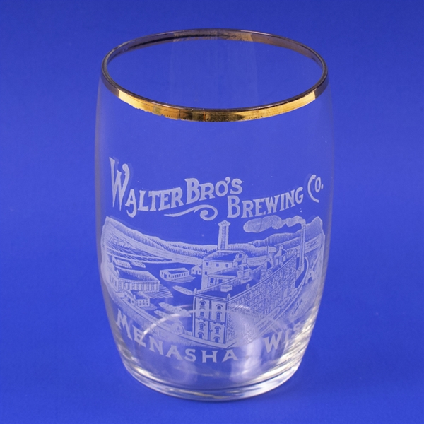Walter Bros Brewing Factory Scene Etched Glass