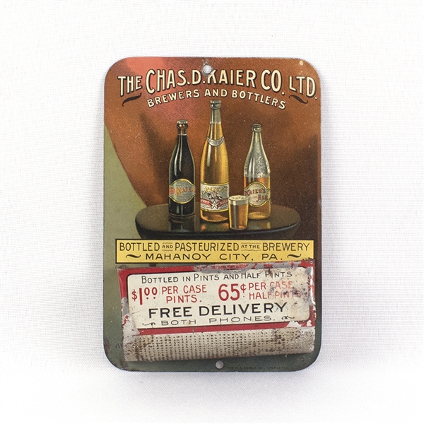 Chas. D. Kaier Pre-Prohibition Tin Match Holder
