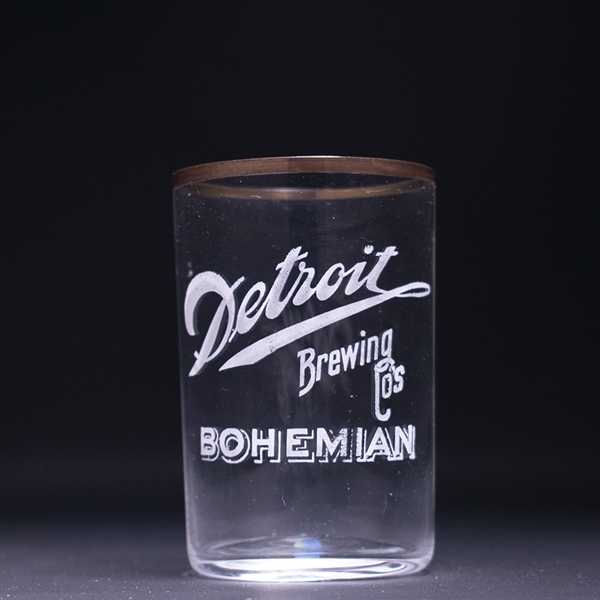 Detroit Bohemian Pre-Prohibition Etched Drinking Glass 