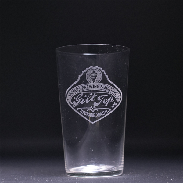Gilt Top Pre-Prohibition Etched Drinking Glass 