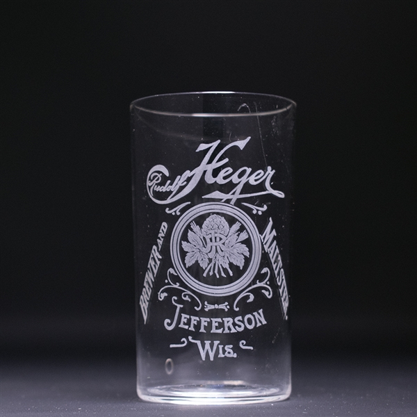 Rudolph Heger Pre-Prohibition Etched Drinking Glass 