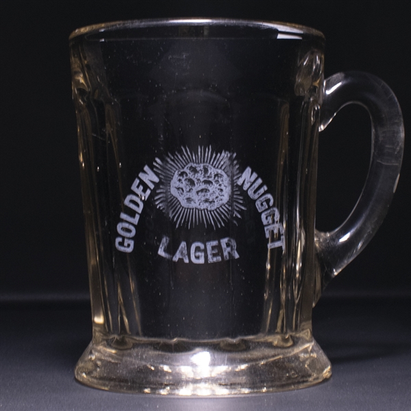 Golden Nugget Lager Etched Glass Pitcher