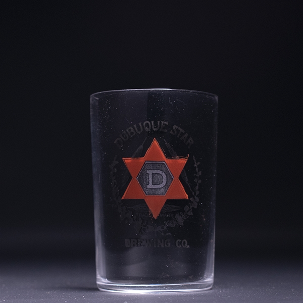 Dubuque Star Pre-Prohibition Etched Drinking Glass 