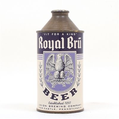 Royal Bru Beer WHITE ENAMEL Cone Top 182-29
