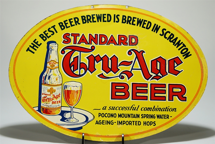 Standard Tru-Age Beer Embossed Tin Sign