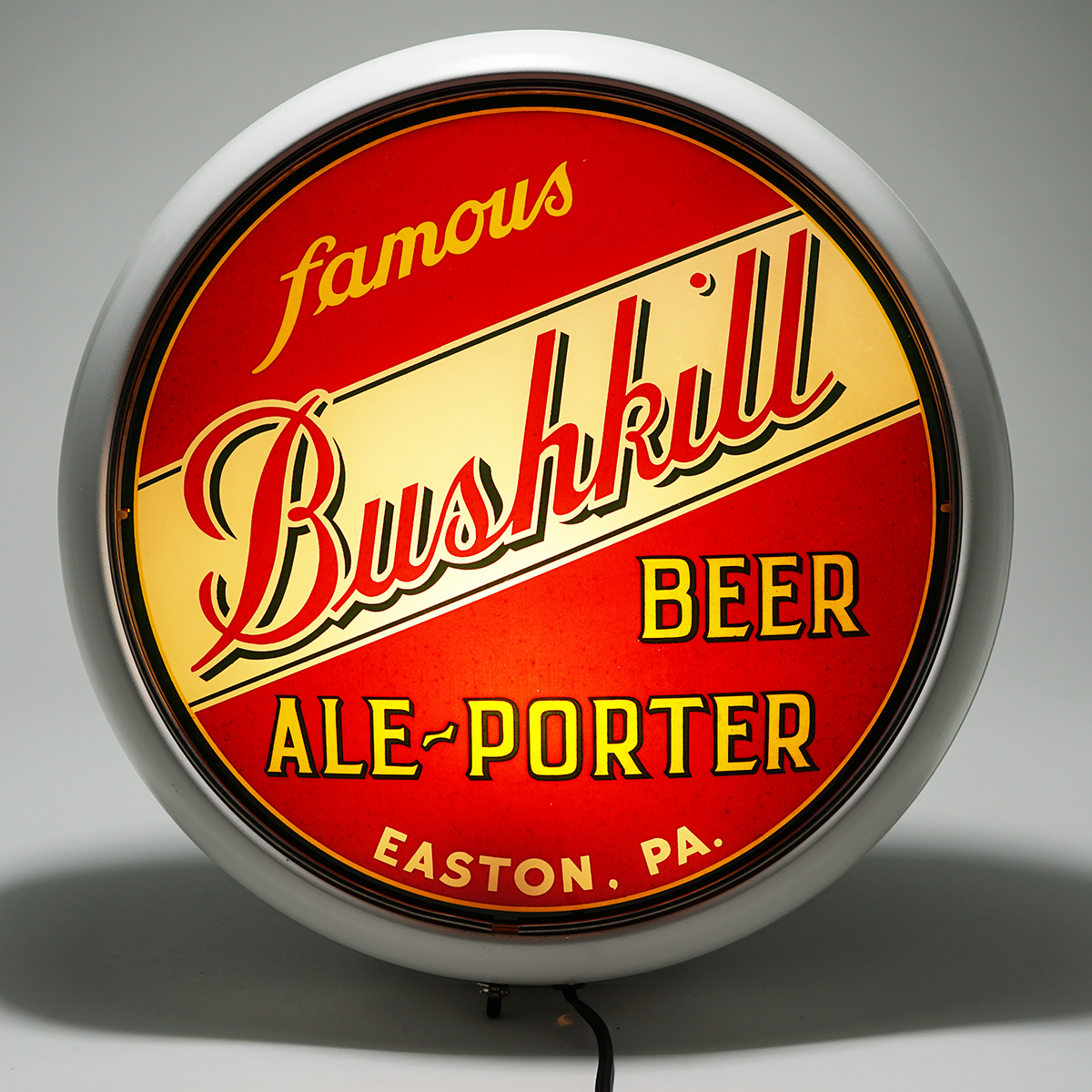 Lot Detail Bushkill Beer Ale Porter Enameled Glass Illuminated Sign