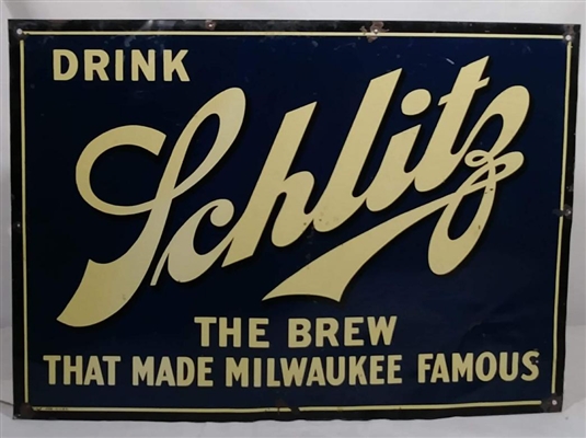 NABA LOT- Schlitz Drink The Brew Tin Prohibition Era Sign