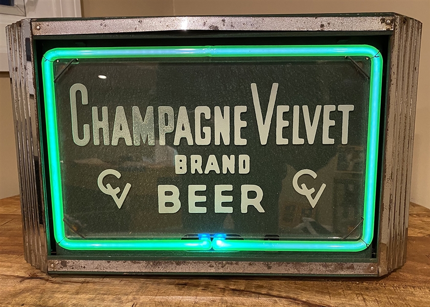 NABA LOT- Champagne Velvet Edge Lit Neon Products Sign