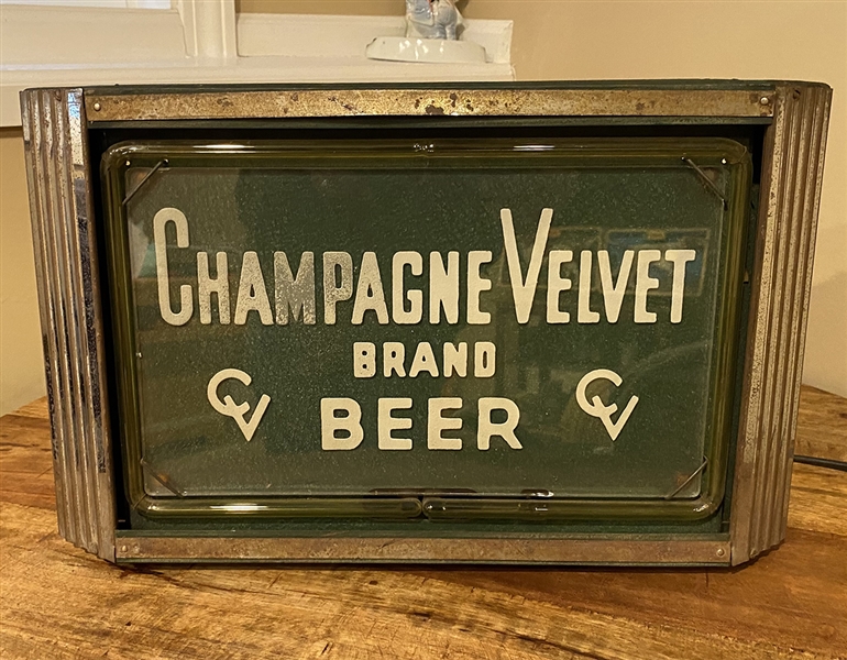 Lot Detail - NABA LOT- Champagne Velvet Edge Lit Neon Products Sign