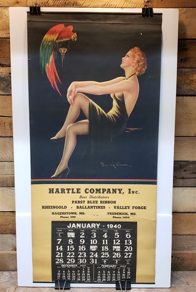 NABA LOT- Pabst Hartle Distributor Pretty Polly Pin-Up Girl 1940 Calendar