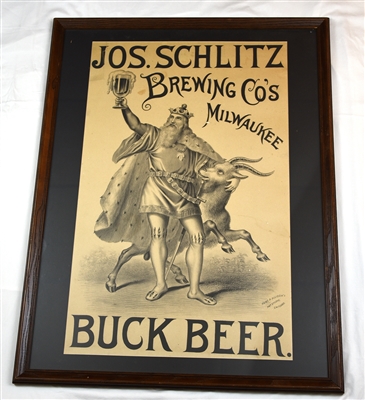 NABA LOT- Schlitz Buck Beer King Bock Goat c 1880s Lithograph