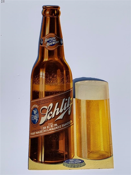 NABA LOT- Schlitz Bottled At Brewery Crown Diecut Sign