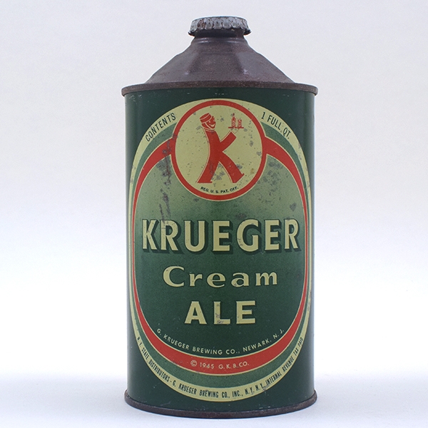 Krueger Ale Quart Cone Top BOTTLE and CAN ON TRAY 213-14
