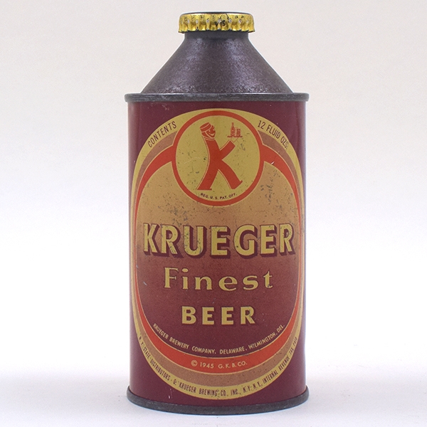 Krueger Beer Cone Top LT BROWN DELAWARE L172-6