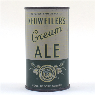 Neuweilers Cream Ale Opening Instruction Flat Top GRAY ENAMEL 102-32