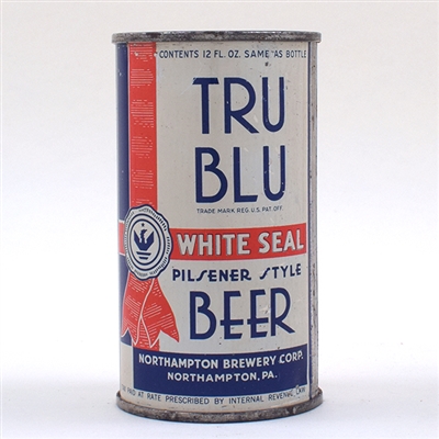 Tru Blu Beer WHITE Opening Instruction Flat Top RARE 140-13