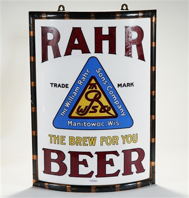 Rahr Beer Manitowoc Wisconsin VITROLITE Pre-prohibition Corner Sign
