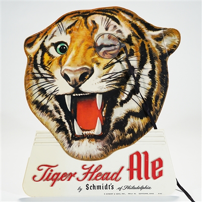 Schmidts Tiger Head Ale MONOCLE Reading Glass 3D Diecut Sign
