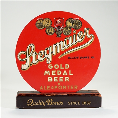 Stegmaier Gold Medal Beer Self-Standing Wood Back Bar Sign