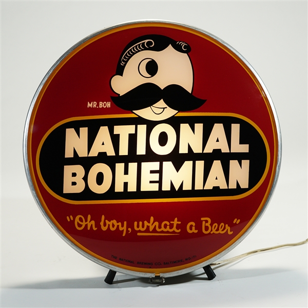 National Bohemian Mr. Boh Saucer GILLCO Illuminated Sign