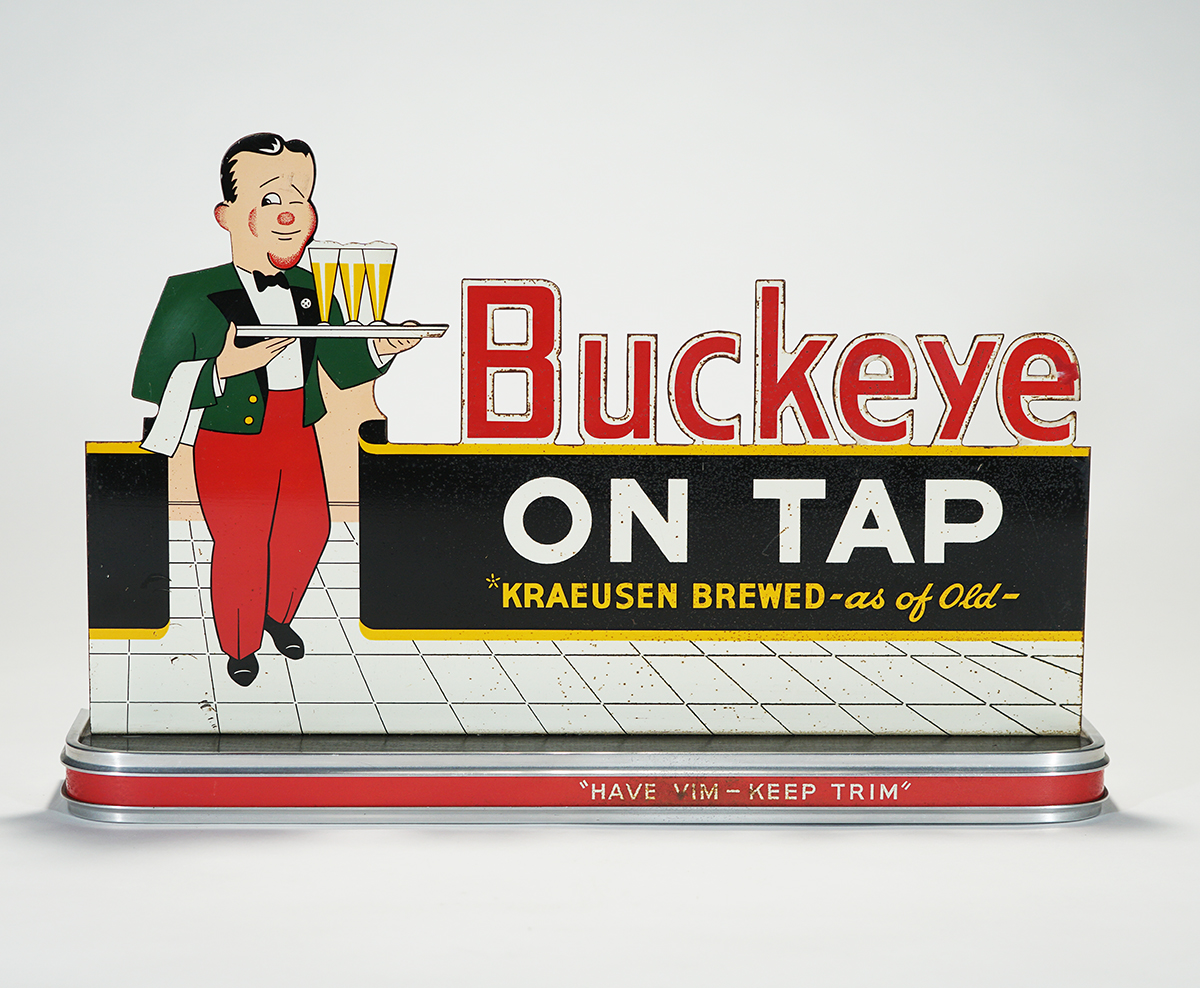 Buckeye ON TAP Kraeusen Brewed Diecut Metal Back Bar Sign