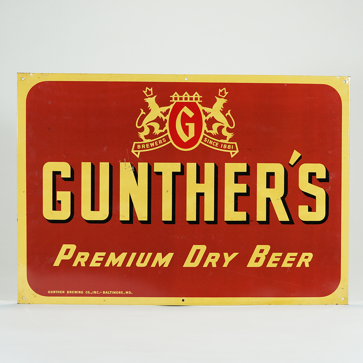 Gunthers Premium Dry Beer Tin Sign