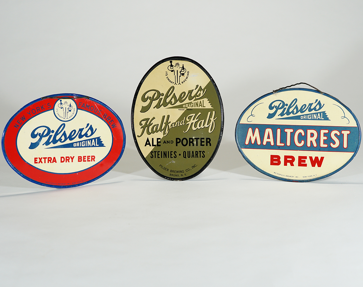 Pilsers Half and Half Maltcrest Brew Extra Dry Beer Oval Tin Sign SET
