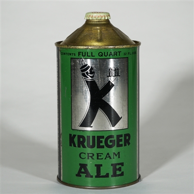 Krueger Cream Ale Quart Cone Top SILVER 213-12