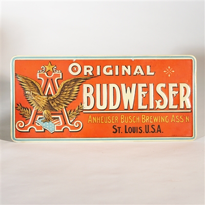 Budweiser Pre-prohibition Embossed Tin Sign -INCREDIBLE-